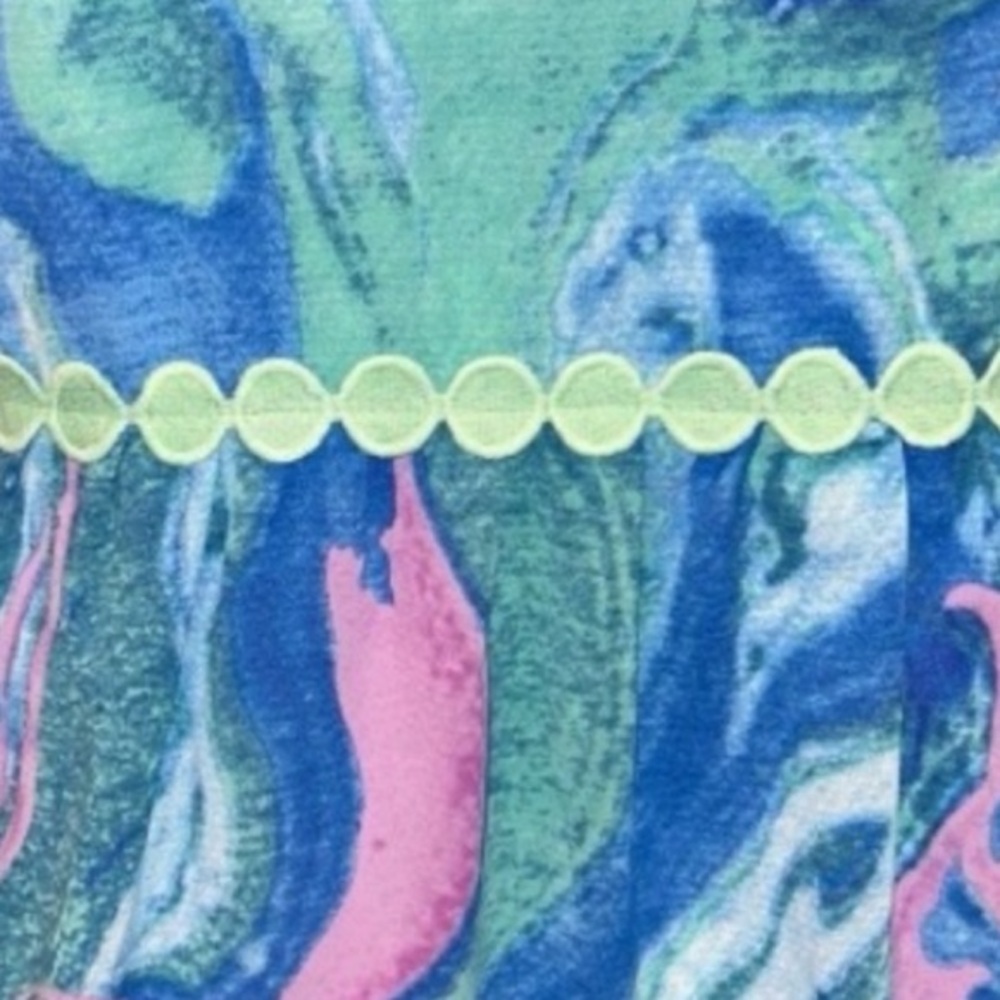 Entro Sleeveless V-Neck Ribbon Detail Tiered Swirl Pattern Dress Size Large - Picture 5 of 11